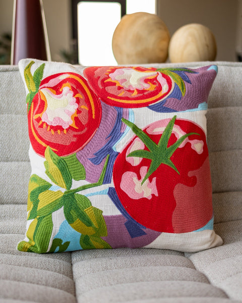 Capri Abstract Tomato Organic Cotton Throw Pillow – YaYa & Co.