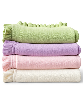 Corinne Organic Cotton Ruffle Knit Throw Blanket