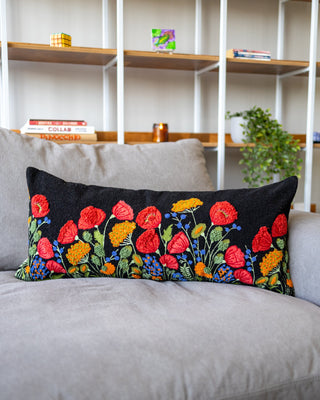 Dorothy Handmade Organic Cotton Poppy Lumbar Pillow - YaYa & Co.
