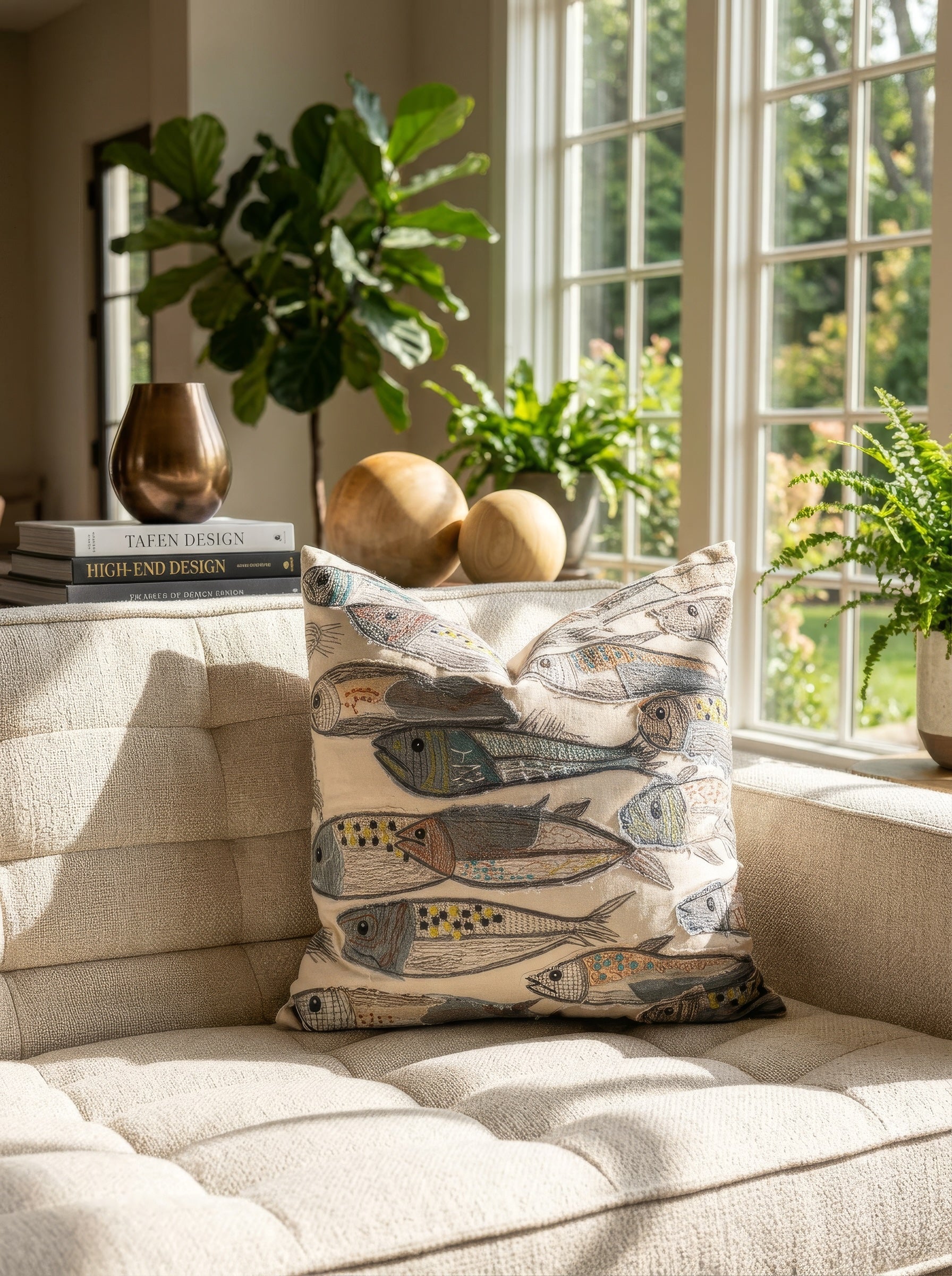 Doug Organic Cotton Embroidered Fish Throw Pillow – YaYa & Co.
