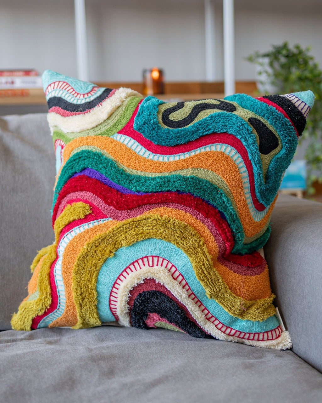 Echo Organic Cotton Abstract Throw Pillow YaYa & Co.