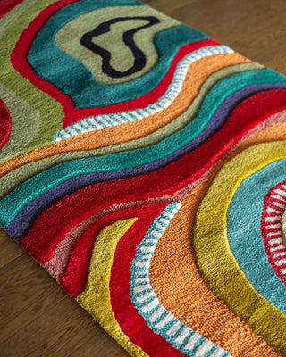 Echo Organic Wool Handmade Colorful Tufted Abstract Runner Rug - YaYa & Co.