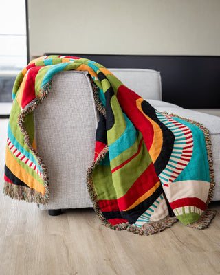 Echo Abstract Organic Cotton Tapestry Throw Blanket