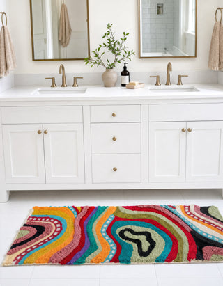 Echo Organic Cotton Handmade Colorful Tufted Abstract Bathmat