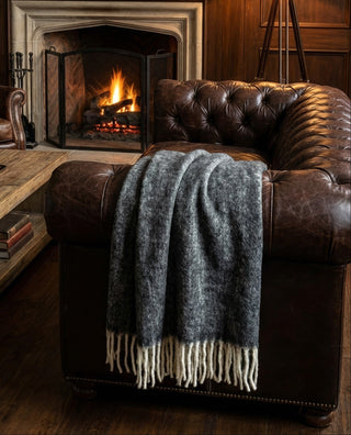 Gal Organic Brushed Wool Throw Blanket with Tassels