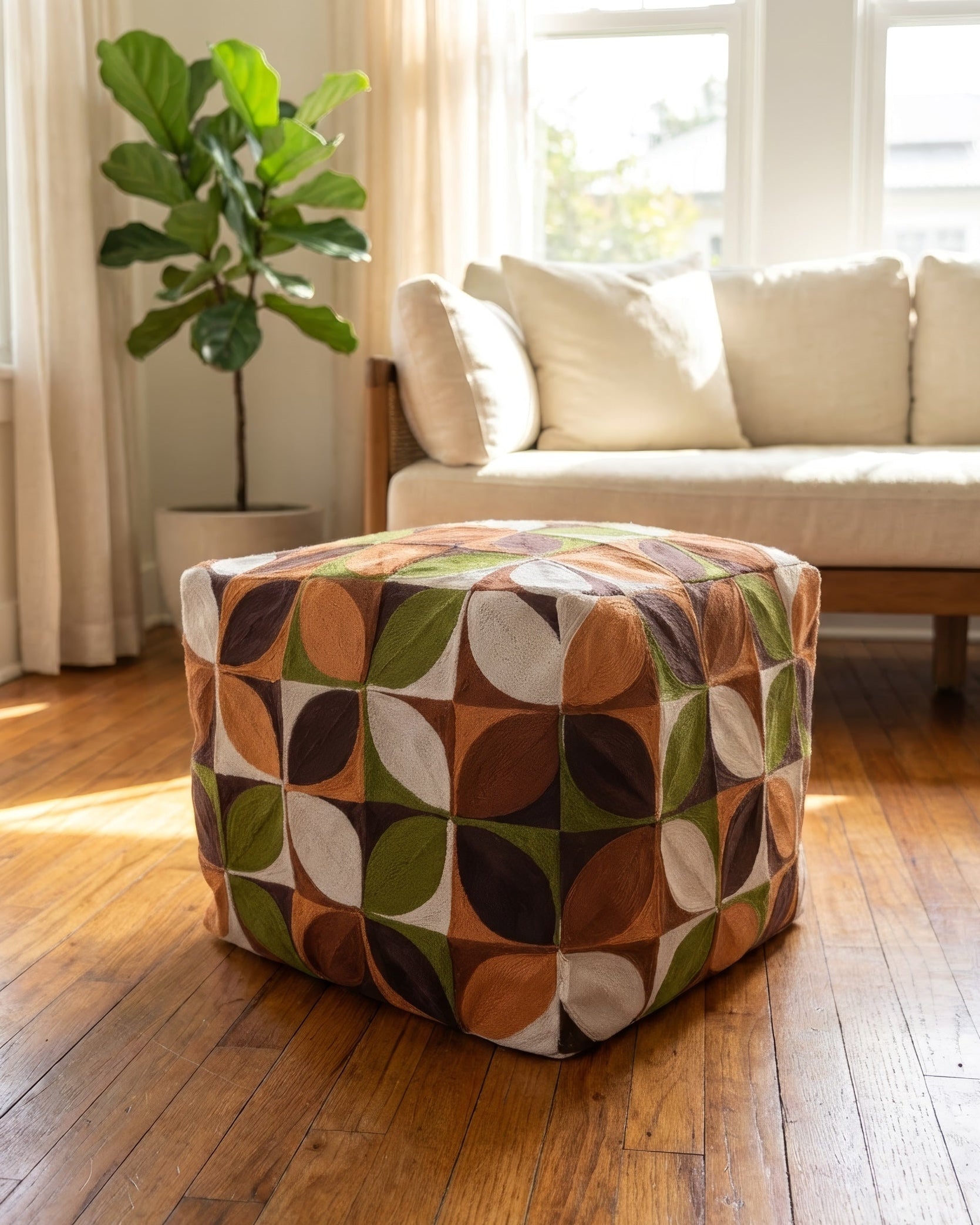 Reese Organic Cotton Abstract Pouf – YaYa & Co.