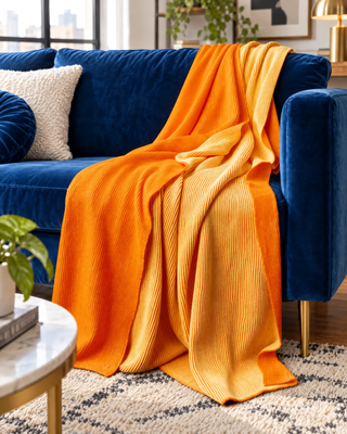 Tatum Two Tone Organic Cotton Knit Throw Blanket