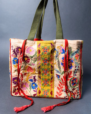 Abbey Floral Embroidered Carry-All Tote Bag - YaYa & Co.
