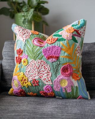 Aspyn Organic Cotton Abstract Flower Throw Pillow - YaYa & Co.