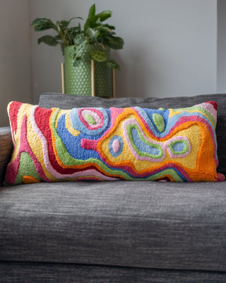 Bellows Organic Cotton Abstract Lumbar Pillow - YaYa & Co.