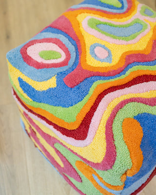 Bellows Organic Cotton Abstract Pouf - YaYa & Co.