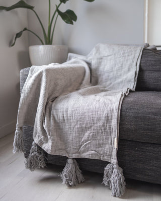 Chloe Organic Cotton Tassel Bed Throw - YaYa & Co.