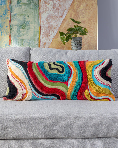Echo Organic Cotton Abstract Lumbar Pillow YaYa Co
