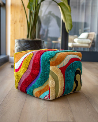 Echo Organic Cotton Abstract Pouf - YaYa & Co.