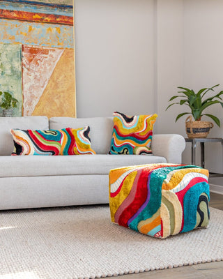 Echo Organic Cotton Abstract Pouf 