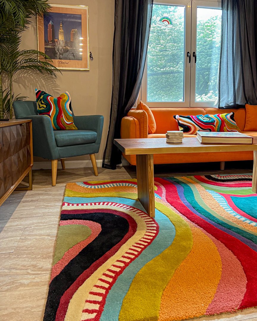 Echo Organic Wool Handmade Colorful Tufted Abstract Rug – YaYa & Co.