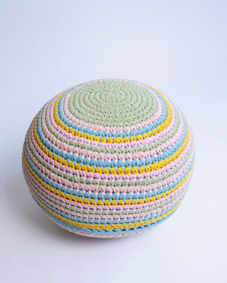Ella Organic Cotton Pastel Crochet Pouf - YaYa & Co.
