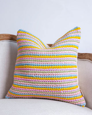 Ella Organic Cotton Pastel Crochet Throw Pillow - YaYa & Co.