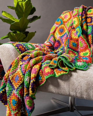 Emmie Organic Cotton Granny Square Crochet Throw - YaYa & Co.