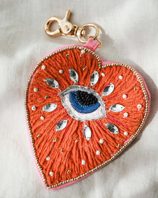Evil Eye Heart Glass Beaded Coin Purse - YaYa & Co.