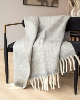 Chunky Knit Blanket - Flame Grey Wool Throw