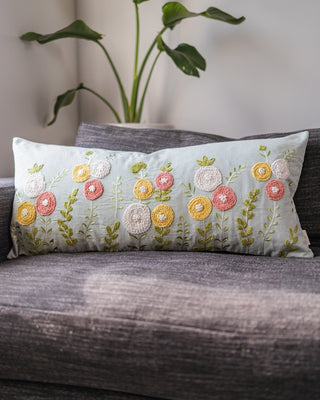 Gerbera Handmade Organic Cotton Lumbar Pillow - YaYa & Co.