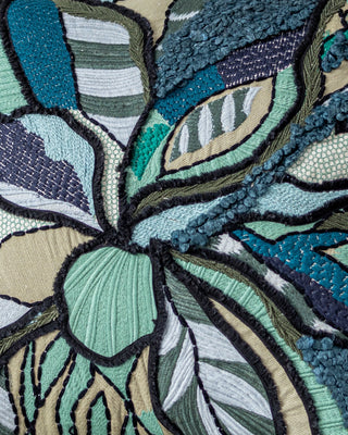 Hoya Hand Embroidered Organic Cotton Throw Pillow - YaYa & Co.