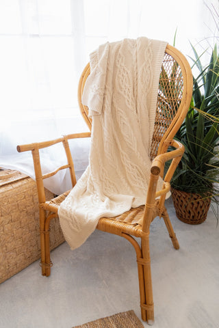 Lennox Organic Cotton Cable Knit Throw - YaYa & Co.