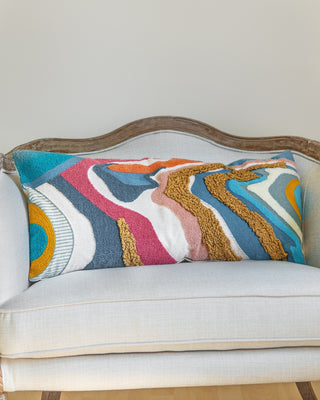 Lourdes Organic Cotton Abstract Lumbar Pillow - YaYa & Co.