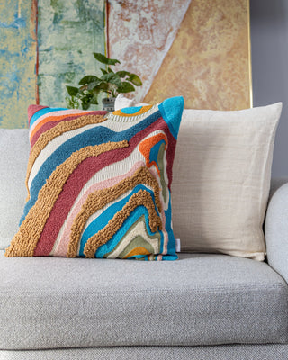 Lourdes Organic Cotton Abstract Throw Pillow - YaYa & Co.