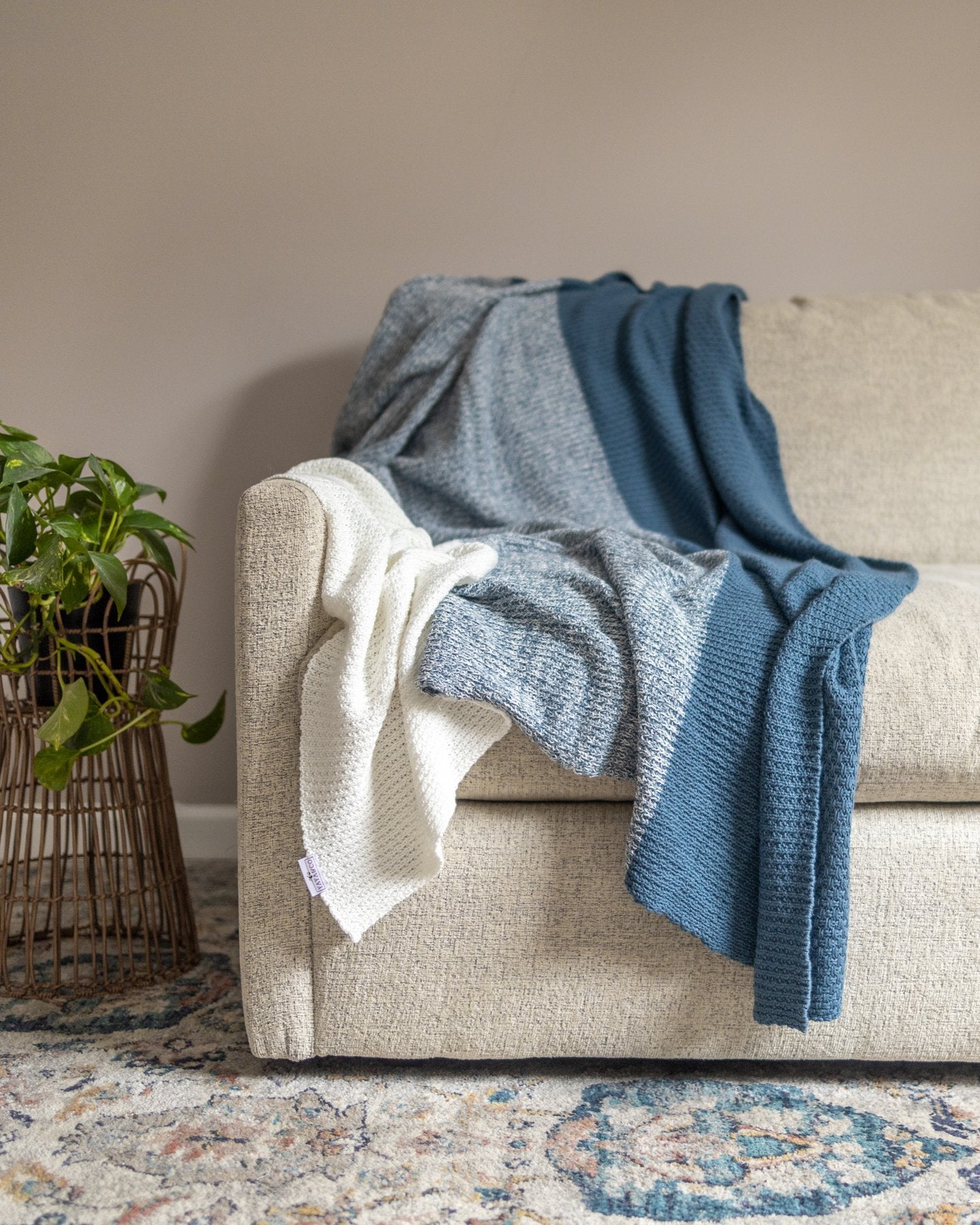 Color block throw blanket deals