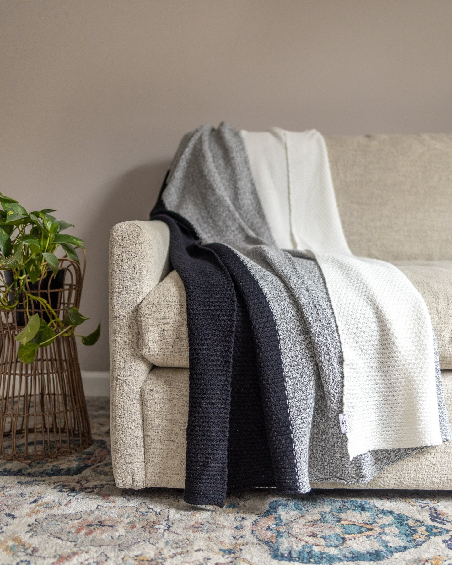 Color block throw blanket top