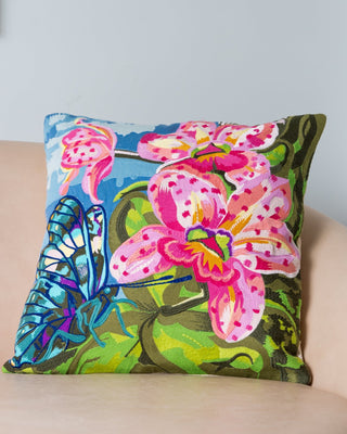 Orchid Organic Cotton Floral Throw Pillow - YaYa & Co.