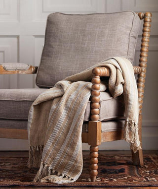 Provence Organic Belgian Flax Linen Stripe Throw - YaYa & Co.