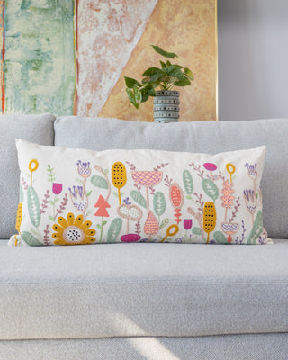 Sinai Organic Cotton Embroidered Lumbar Pillow - YaYa & Co.