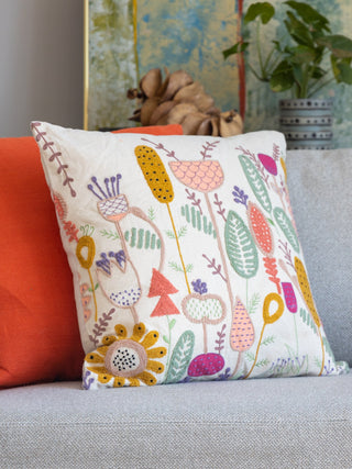 Sinai Organic Cotton Embroidered Throw Pillow - YaYa & Co.