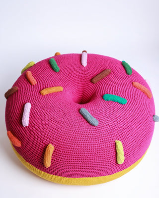 Sprinkles Organic Cotton Crochet Abstract Donut Pouf - YaYa & Co.