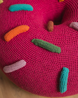 Sprinkles Organic Cotton Crochet Abstract Donut Pouf - YaYa & Co.