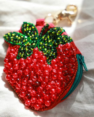 Strawberry Glass Beaded Coin Purse - YaYa & Co.