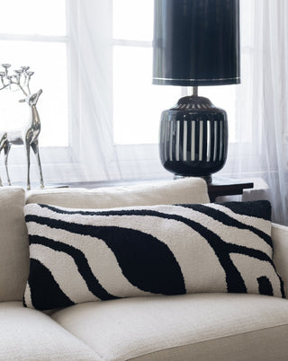 Tuxedo Organic Cotton Abstract Lumbar Pillow - YaYa & Co.