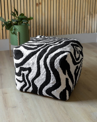 Tuxedo Organic Cotton Abstract Pouf - YaYa & Co.