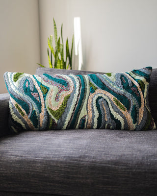 Waves Organic Cotton Abstract Lumbar Pillow - YaYa & Co.