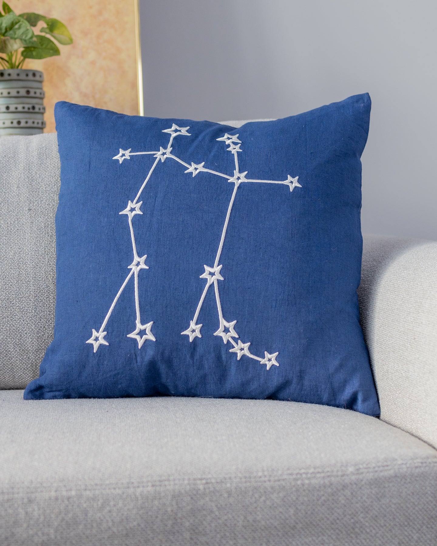 Zodiac Sign Astrology Organic Linen Throw Pillow - YaYa & Co.
