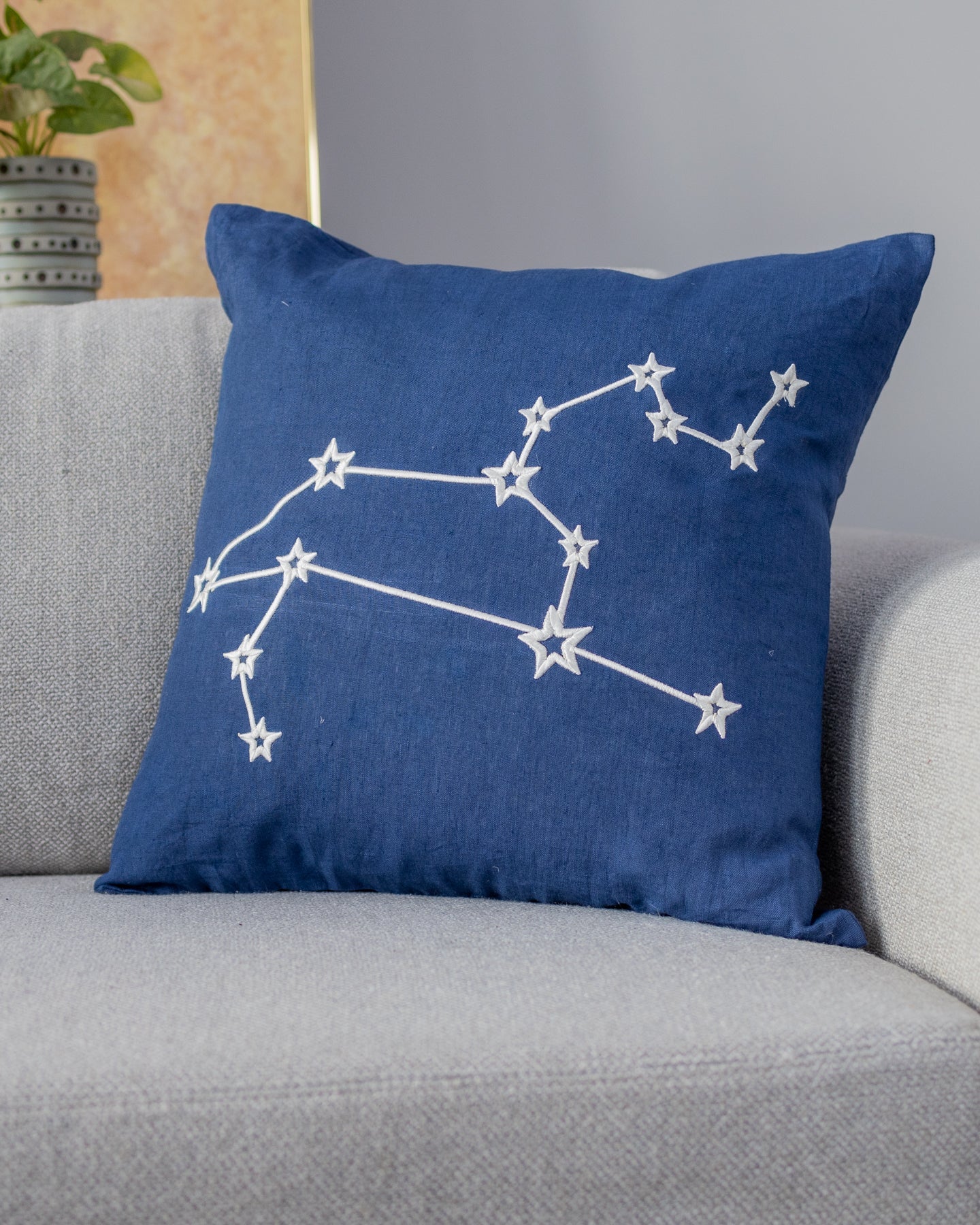 Zodiac Sign Astrology Organic Linen Throw Pillow - YaYa & Co.